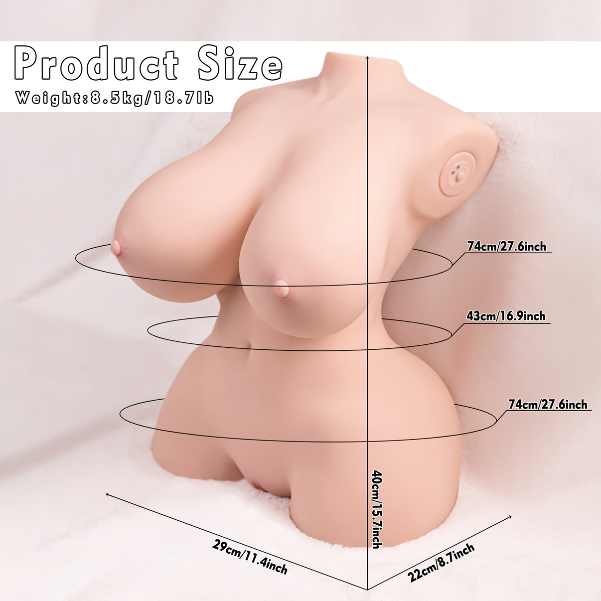 18.7LB Automatic Telescopic Vibrating Sex Doll Torso