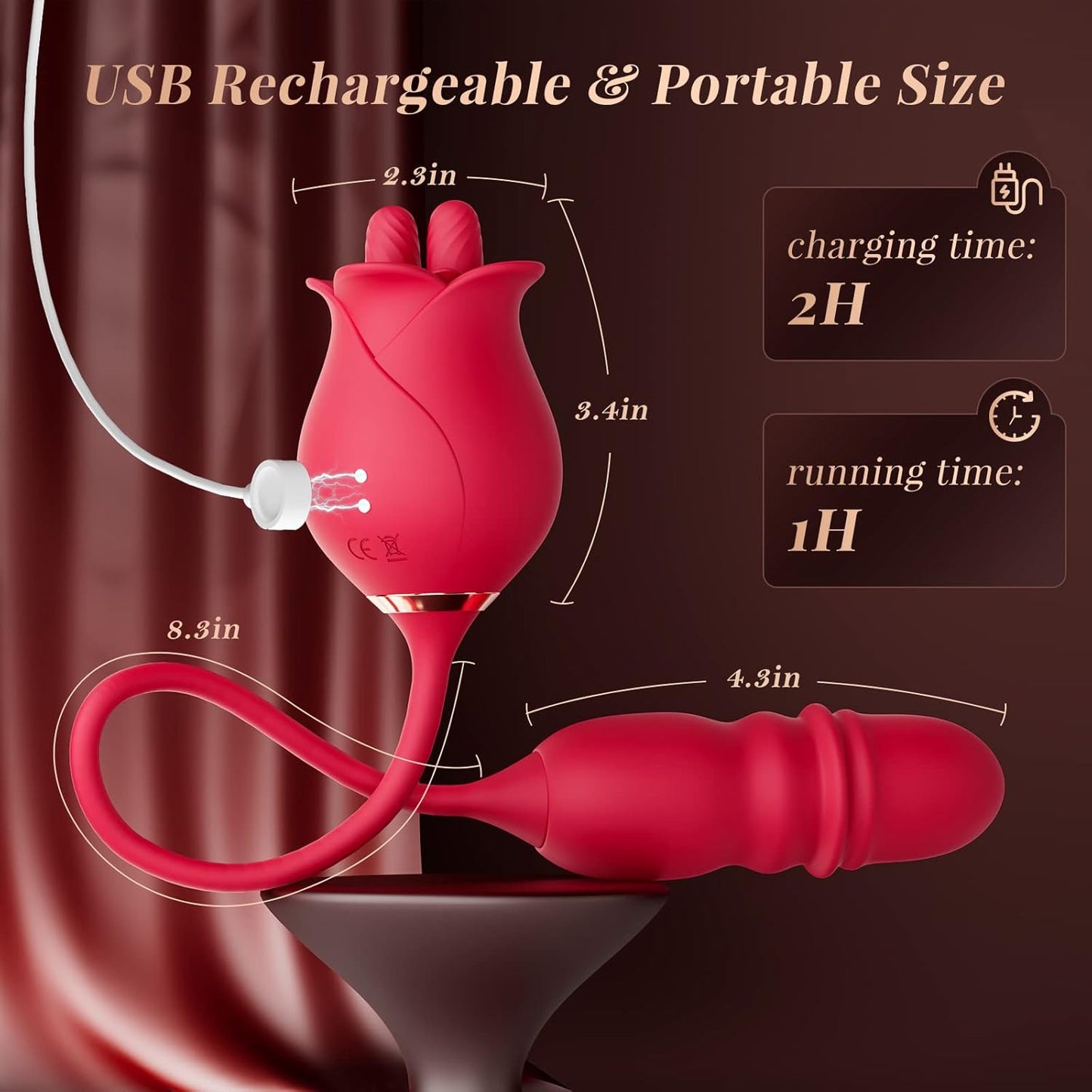 3-in-1 Rose Vibrator with Dual Tongue