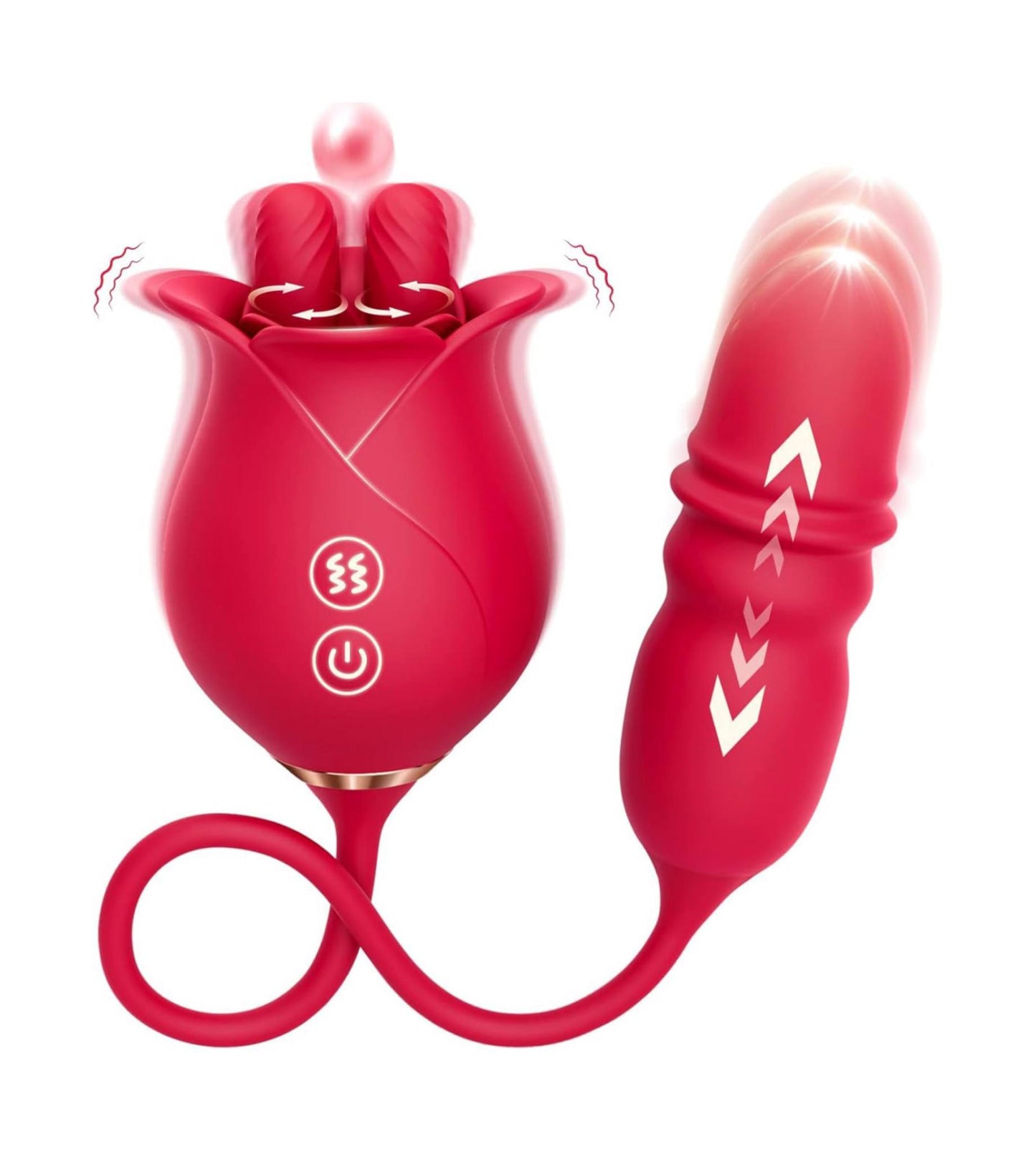 3-in-1 Rose Vibrator with Dual Tongue