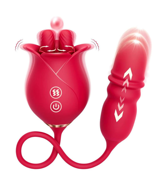 3-in-1 Rose Vibrator with Dual Tongue